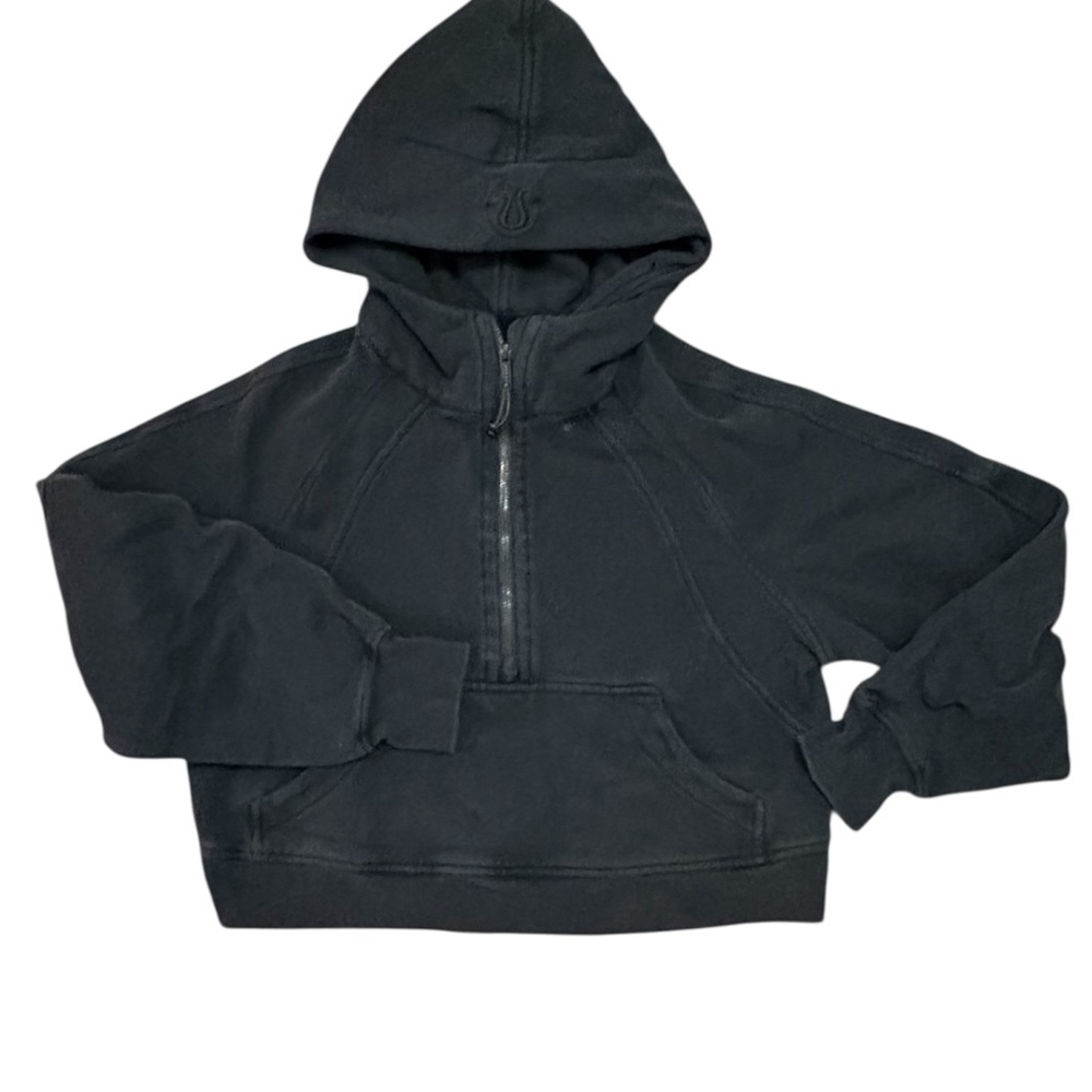 Lululemon Cropped Oversized Black Scuba Hoodie Half Zip